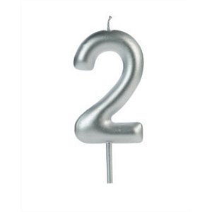 VELA BIG METALIZADA PRATA NUMERO 2