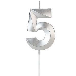 VELA DESIGN PRATA NUMERO 5