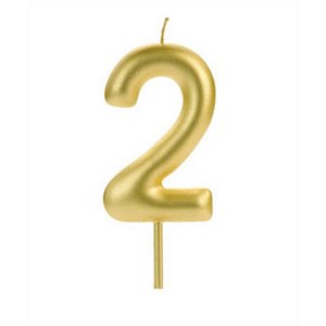 VELA BIG METALIZADA DOURADA NUMERO 2