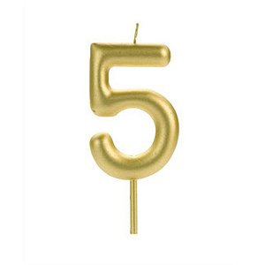 VELA BIG METALIZADA DOURADA NUMERO 5