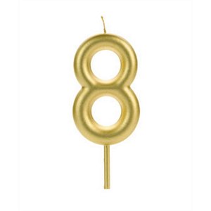 VELA BIG METALIZADA DOURADA NUMERO 8