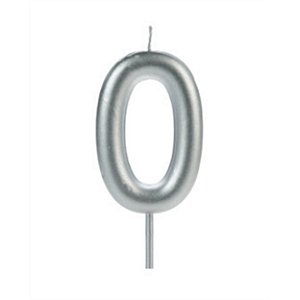 VELA BIG METALIZADA PRATA NUMERO 0