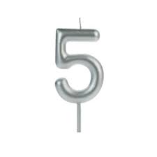 VELA BIG METALIZADA PRATA NUMERO 5