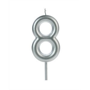 VELA BIG METALIZADA PRATA NUMERO 8