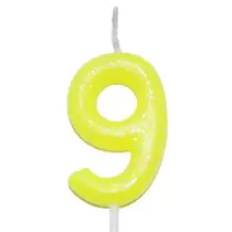 VELA AMARELO NEON NUMERO 9