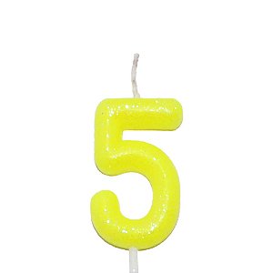 VELA AMARELO NEON NUMERO 5