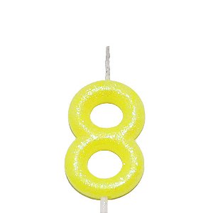 VELA AMARELO NEON NUMERO 8