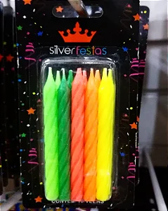 VELA PALITO ESPIRAL NEON C/10