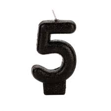 VELA PRETA GLITTER NUMERO 5