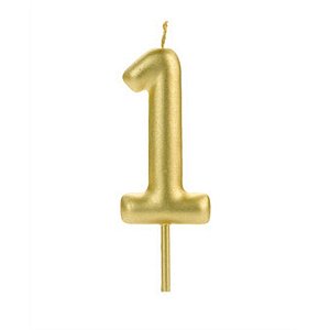 VELA BIG METALIZADA DOURADA NUMERO 1