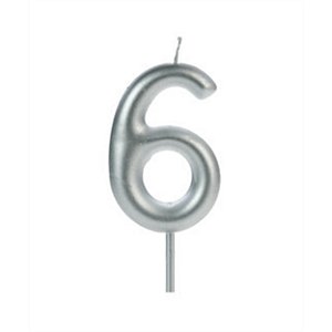 VELA BIG METALIZADA PRATA NUMERO 6