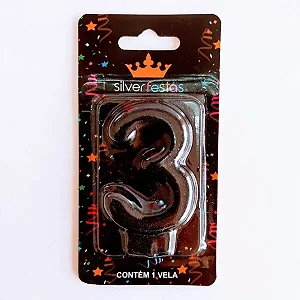 VELA COM GLITTER NUMERO 3