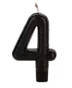 VELA PRETA GLITTER NUMERO 4