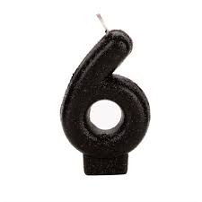 VELA PRETA GLITTER NUMERO 6