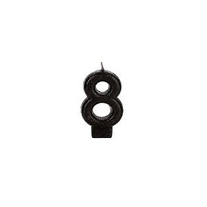 VELA COM GLITTER NUMERO 8