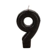 VELA COM GLITTER NUMERO 9