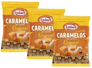 BALA DOCE LEITE CARAMELOS LEITE ORIGINAL 600GRS/ 100 UNIDADES
