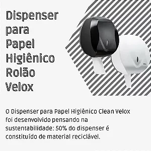 DISPENSER PAPEL HIG ROLAO 300MTS VELOX PRETO