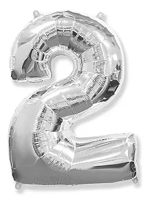 BALAO METALIZADO PRATA 75CM N.2