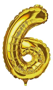 BALAO METALIZADO DOURADO 45CM N.6