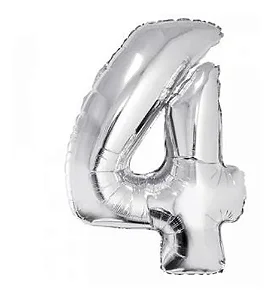 BALAO METALIZADO PRATA 45CM N.4