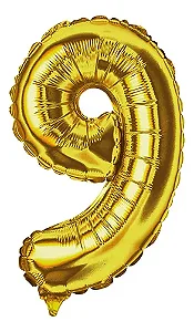 BALAO METALIZADO DOURADO 45CM N.9