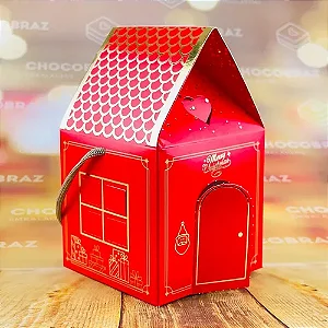 CAIXA MINI PANETONE CASINHA NATAL CLASSICO C/5 UNIDADES