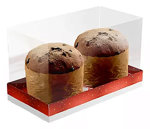 CAIXA P/2 MINI PANETONE C/TAMPA TRANSP NATAL ENCANTANDO C/5 UNIDADES