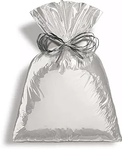 SACO PRESENTE 35X54 PRATA METALIZADO C/50 UND