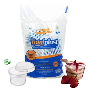 KIT POTE REDONDO C/TAMPA 140ML C/24 UNIDADES