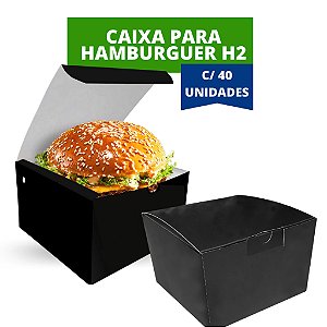 CX HAMBURGUER PRETO LISO H2 C/40
