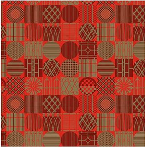 BOBINA PRES 40 CASUAL CIRCULOS VERMELHO E DOURADO REF 301