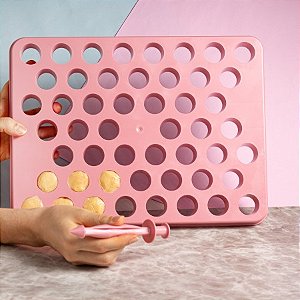 PLACA PORCIONADORA COM EMPURRADOR 2 EM 1 ROSA - 15gr