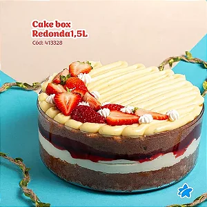 CAKE BOX ACRILICA REDONDA 1.500ML 17X7CM