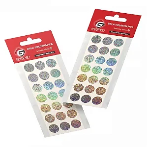 ETIQUETA ADESIVA BOLA HOLOGRAFICA C/84 UND