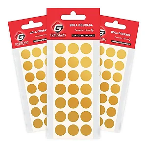 ETIQUETA ADESIVA BOLA OURO 15MM C/210 UND