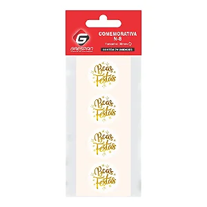 ETIQUETA COMEMORATIVA N-8 REDONDA BOAS FESTAS COM 70