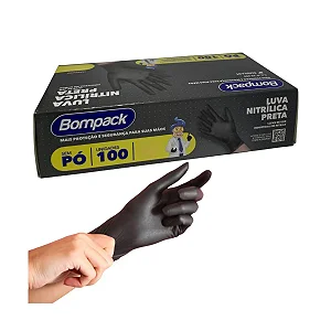 LUVA NITRILICA PRETA P S/PO C/100 UND