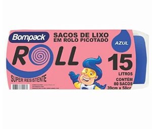 Saco de lixo azul resistente 15lt c/80