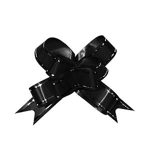 LACO 25CMX12MM PRETO C/ LISTRA PRATA C/ 10 UNID