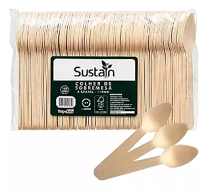 COLHER MADEIRA GRANEL SUSTAN C/100 UNIDADES