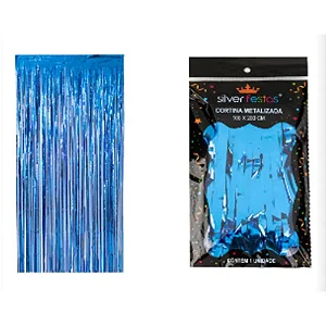 CORTINA METALIZADA AZUL 100X200 CM