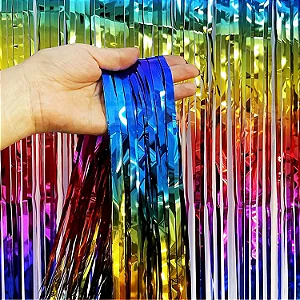 CORTINA METALIZADA COLORIDA 100X200 CM