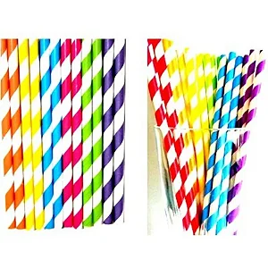 CANUDO PAPEL LISTRADO COLORIDO C/25