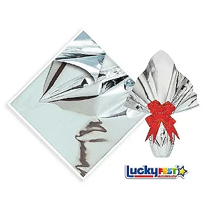 EMBALAGEM P/OVO PASCOA LISO PRATA 35X35 C/25