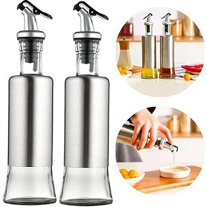 Galheteiro vidro tampa Inox 300ml