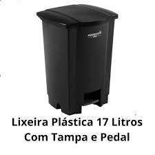 LIXEIRA PLASTICA COM PEDAL 17 LTS COR PRETA