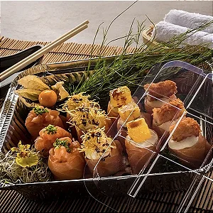 BANDEJA RETANGULAR 1150ML TAMPA PET C/10