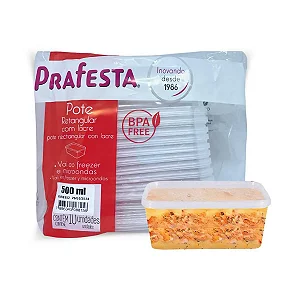 POTE RETANGULAR COM LACRE 500ML PAC C/10 UNIDADES
