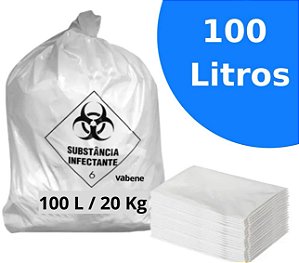 SACO LIXO BRANCO INFECTANTE 100LTS C/100